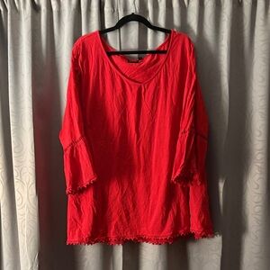 Elegant Red Women's Tunic Top